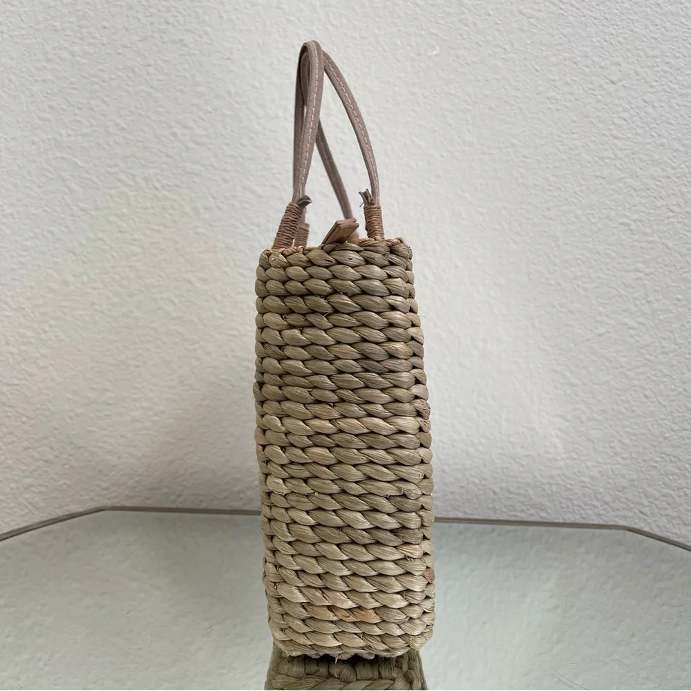 Vintage Y2K Beach Surf Volkswagen Bug Corn Husk Wicker Small Handbag Purse - Picture 7 of 13